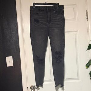 American Eagle Outfitters Black Distressed Skinny Jeans